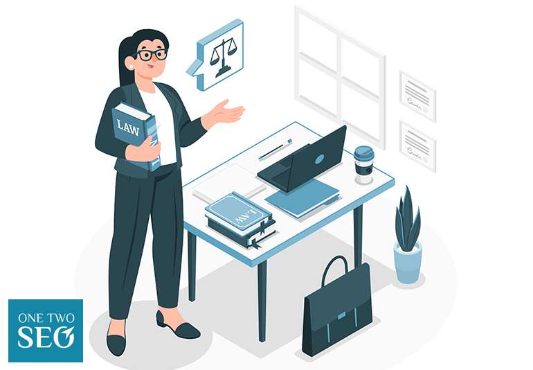 Lawyer standing confidently in a law office setting