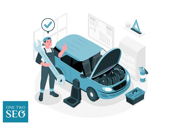 Mechanic performing engine diagnostics at an auto repair shop